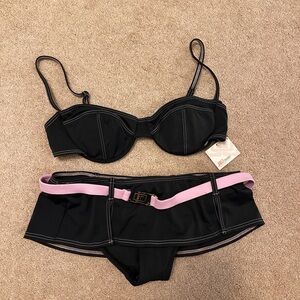 Jennifer Lopez Black and Pink Bikini Set